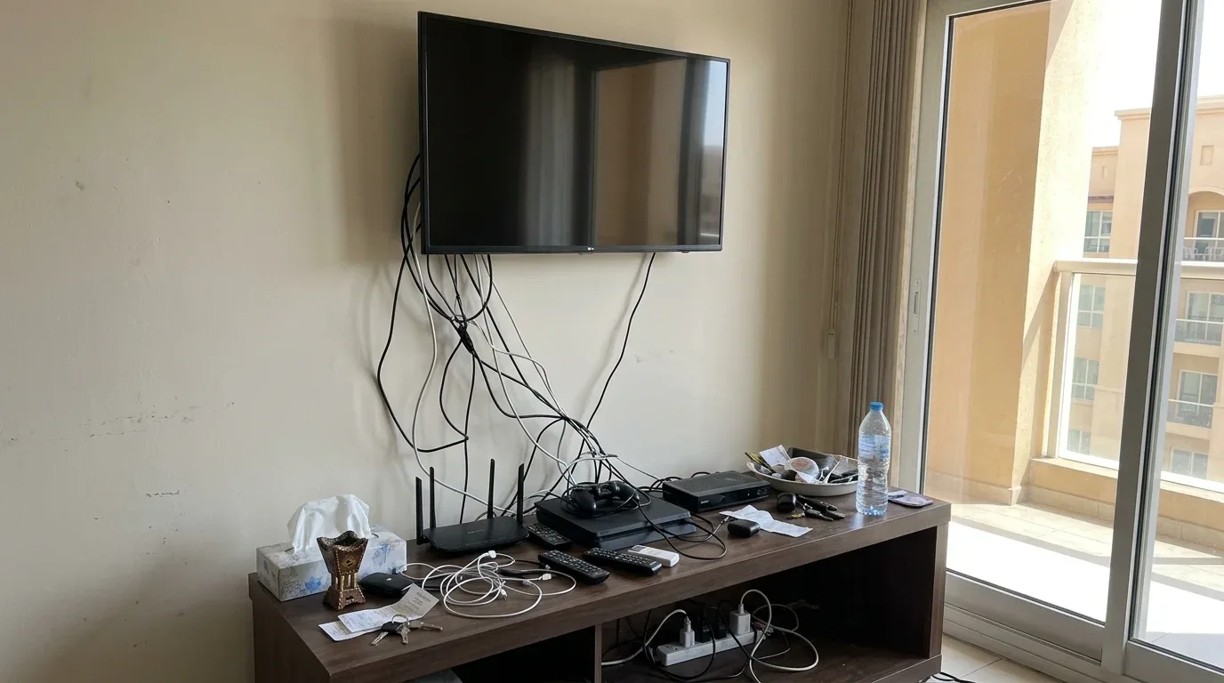 Messy TV cables in Abu Dhabi